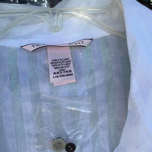 White Victoria's Secret button-up shirt with iridescent stripes. New with Tags - Picture 3 of 6
